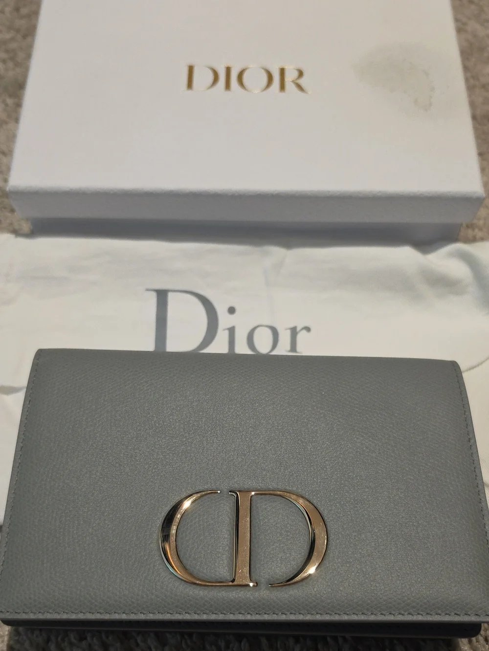 Dior Gray Leather Clutch with Gold CD Hardware